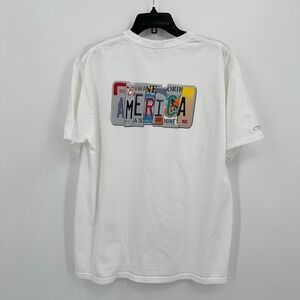 Vintage‎ Crazy Shirts License Plate T-Shirt Mens L White America Nostalgia Gift